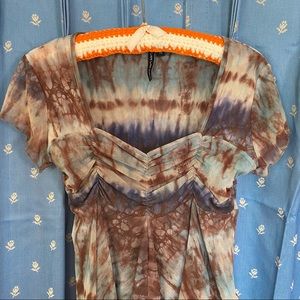 🌈 Tie dye distressed 90s Y2K peasant cap sleeve